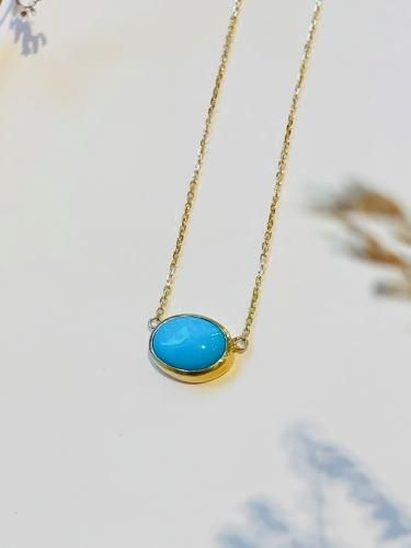 k18 sleeping beauty turquoise oval necklace ame blanche アーム