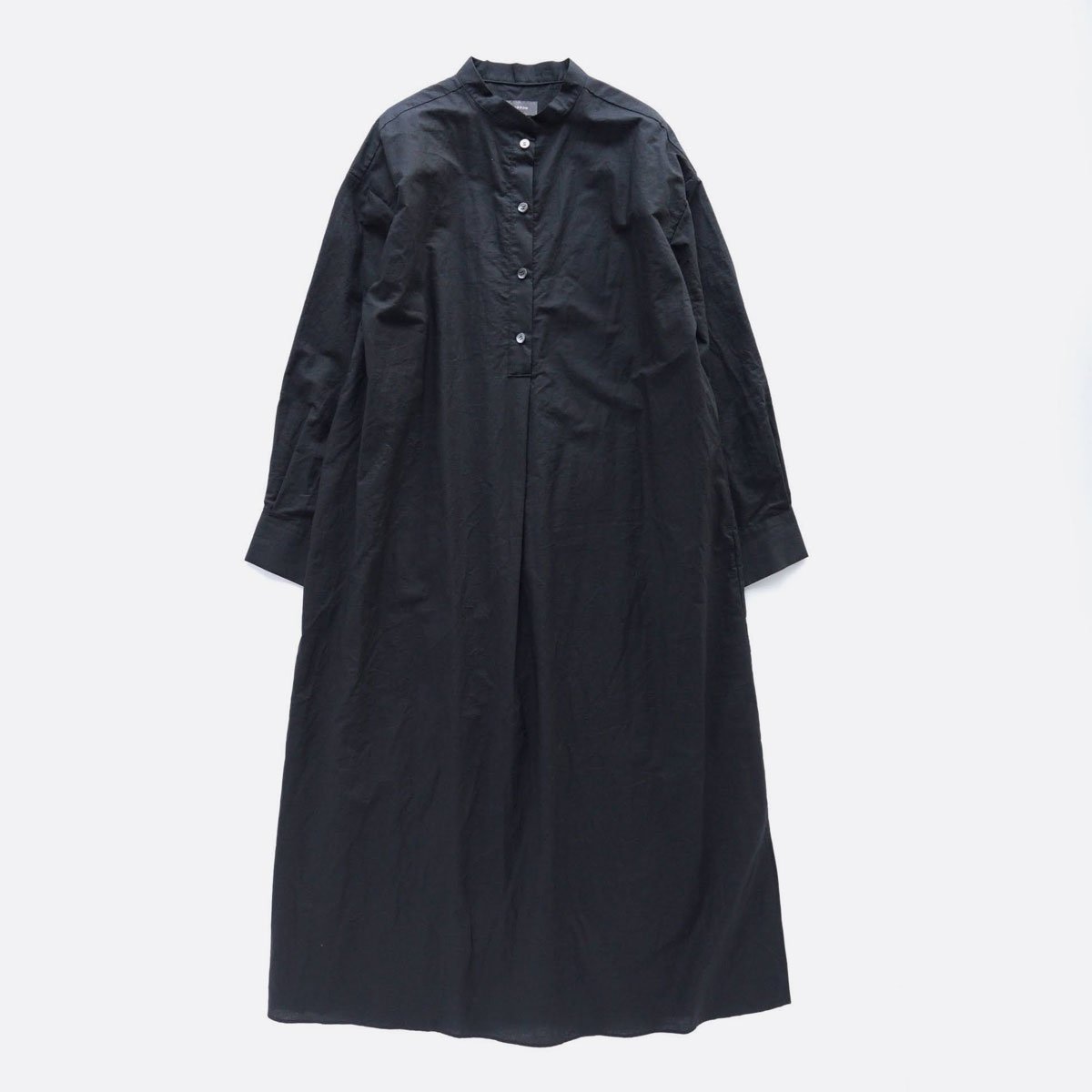 WIRROW COTTON LINEN STAND COLLAR SHIRT DRESS (BLACK) - 香川県高松市のセレクトショップ