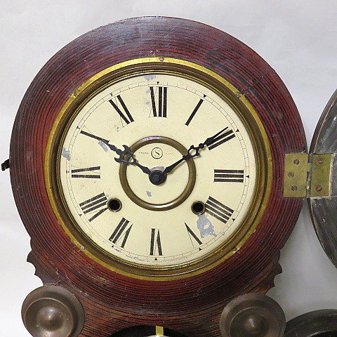 明治時代から大正初期のだるま時計四つ丸時計真鍮枠型嵌めモデル大正