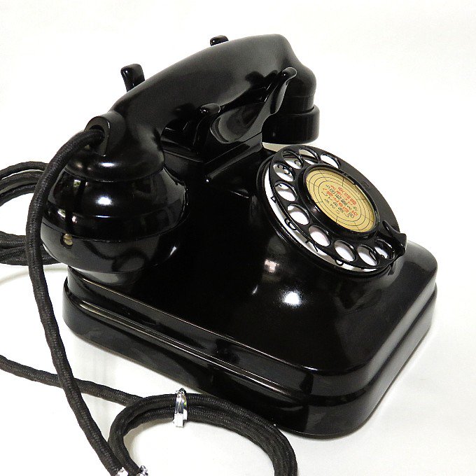 お宝 vintage 当時モノ 昭和 レトロ 黒電話 to phone美術品/アンティーク