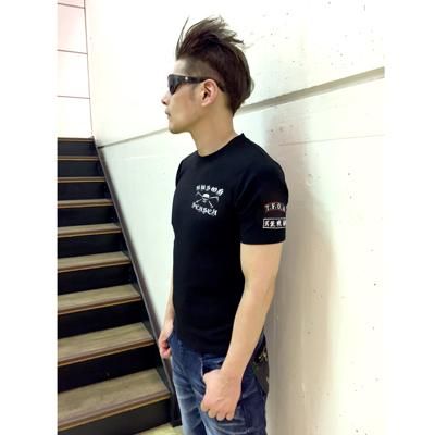 九能龍信モデル＞四代目武装戦線鎌ドクロ刺繍Tシャツ