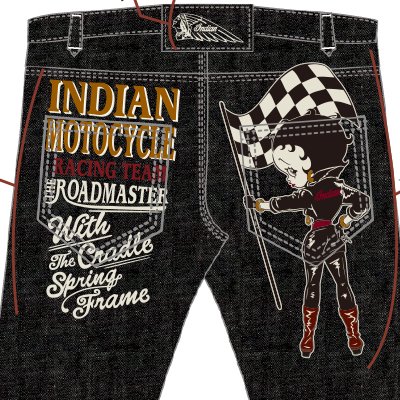 【ＳＡＬＥ！５０％ＯＦＦ】ＩＮＤＩＡＮ　ＭＯＴＯＣＹＣＬＥ　ベティコラボデニムパンツ