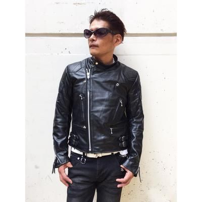 第一ネット バッファロー 極上 レザー 黒 つぎはぎ ジャケット ライダース ジャケット・アウター