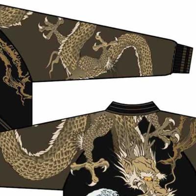 送料無料】絡繰魂 剛海に龍 刺繍リバーシブルスカジャン