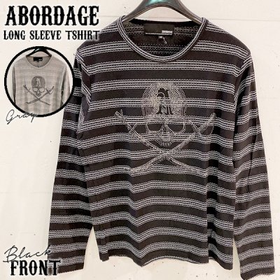 【ＳＡＬＥ！６０％ＯＦＦ】ＡＢＯＲＤＡＧＥ(アボルダージュ）ラウンドネックフロントラインストーンスカルAカットソー