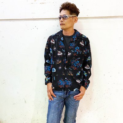 【送料無料】【Ｓｃｈｏｔｔ】ＬＳ　ＨＡＷＡＩＩＡＮ　ＳＨＩＲＴ　ＫＲＡＫＥＮ／ハワイアンシャツ　クラーケン