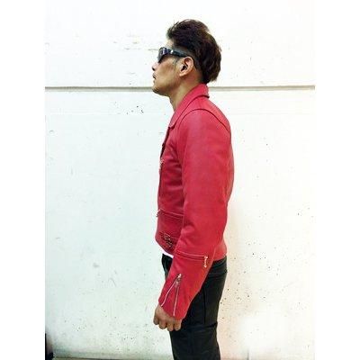 RHENIUM レザー ダブル ライダース バッファロー 赤 レッド