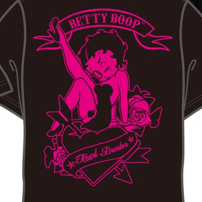 ＢＥＴＴＹ　ＢＯＯＰ（ベティ・ブープ）　天竺「ＬＥＧ－ＵＰ－ＨＥＡＲＴ／ＢＥＴＴＹ」刺繍Ｔシャツ