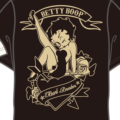 ＢＥＴＴＹ　ＢＯＯＰ（ベティ・ブープ）　天竺「ＬＥＧ－ＵＰ－ＨＥＡＲＴ／ＢＥＴＴＹ」刺繍Ｔシャツ