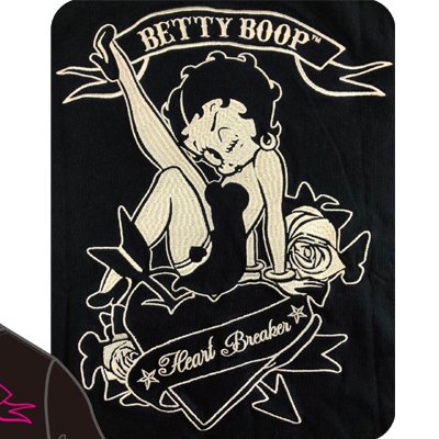 ＢＥＴＴＹ　ＢＯＯＰ（ベティ・ブープ）　天竺「ＬＥＧ－ＵＰ－ＨＥＡＲＴ／ＢＥＴＴＹ」刺繍Ｔシャツ