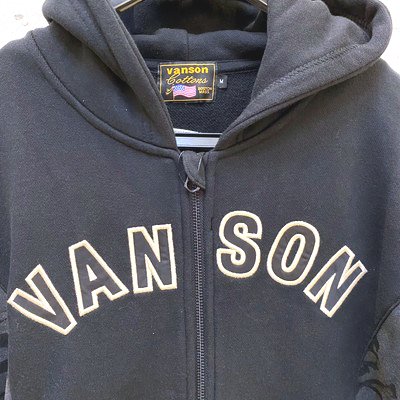 激安店舗 【バンソン】VANSON カモ迷彩ロゴ カーディガン 裏起毛 M 黒