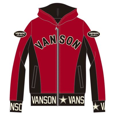 VANSON◆ジップパーカー/XL/コットン/BLK/無地/SZV-014
