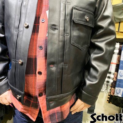 送料無料】【Ｓｃｈｏｔｔ】ＳＨＥＥＰ ＬＥＡＴＨＥＲ １ｓｔ ＴＲＡＣＫＥＲ ＪＫＴ／シープレザー トラッカージャケット