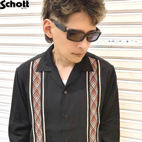 送料無料】【Ｓｃｈｏｔｔ】ＬＩＮＥ ２ＴＯＮＥ ＬＳ ＳＨＩＲＴ