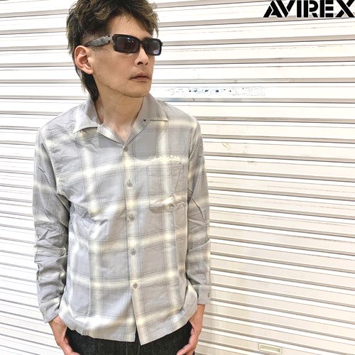 【送料無料】【ＡＶＩＲＥＸ】Ｌ／Ｓ　Ｃ／Ｌ　ＯＭＢＲＥ　ＳＨＩＲＴ　Ａ／ＤＩＮＥＲ／長袖　コットンリネン　オンブレー　シャツ