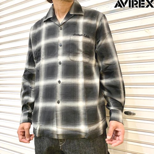 【送料無料】【ＡＶＩＲＥＸ】Ｌ／Ｓ　Ｃ／Ｌ　ＯＭＢＲＥ　ＳＨＩＲＴ　Ａ／ＤＩＮＥＲ／長袖　コットンリネン　オンブレー　シャツ