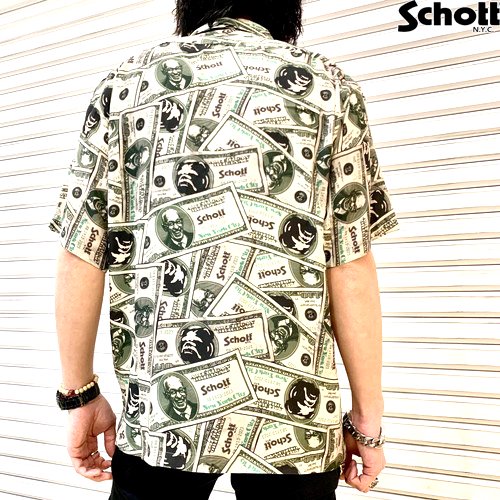 【送料無料】【Ｓｃｈｏｔｔ】ＳＳ　ＳＨＩＲＴ　’＄１１０　ＰＡＴＴＥＲＮＥＤ’／’１１０ドル パターン'　半袖シャツ