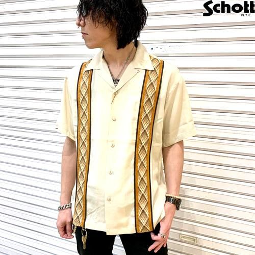 【送料無料】【Ｓｃｈｏｔｔ】ＬＩＮＥ　２ＴＯＮＥ　ＳＳ　ＳＨＩＲＴ／ライン　２トーン　半袖シャツ