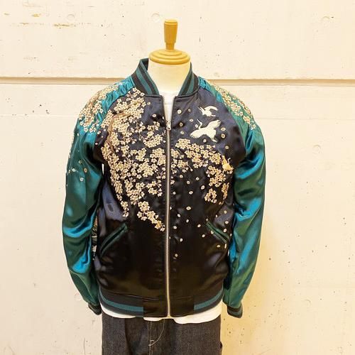 送料無料】絡繰魂 神奈川沖裏波 刺繍リバーシブルスカジャン