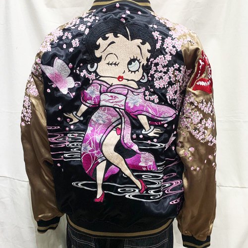 【送料無料】ＢＥＴＴＹ　ＢＯＯＰ×絡繰魂　桜に着物ベティ　刺繍スカジャン