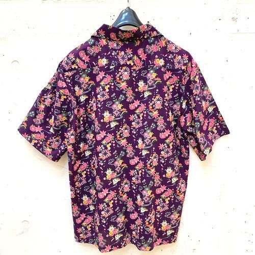 パープル 刺繍 半袖 ロング シャツ AP-3950 パープル 刺繍 半袖 ロング シャツ AP-3950