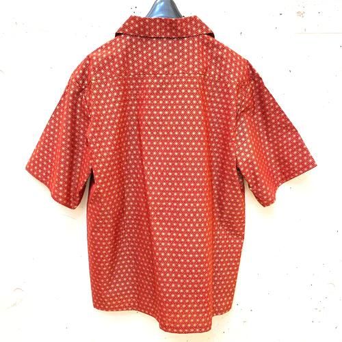 最終値下げ　完売　LUSANA TINA SHIRTS 半袖シャツ 別注 和柄半袖シャツ 千代紙柄半袖シャツ【紫】