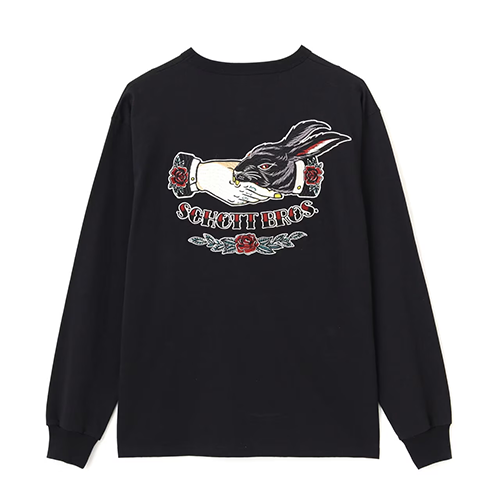 【Ｓｃｈｏｔｔ】ＬＳ　Ｔ－ＳＨＩＲＴ　ＳＨＡＫＥ　ＨＡＮＤＳ　ＢＵＮＮＹ／シェイクハンドバニー　刺繍ロングスリーブTシャツ