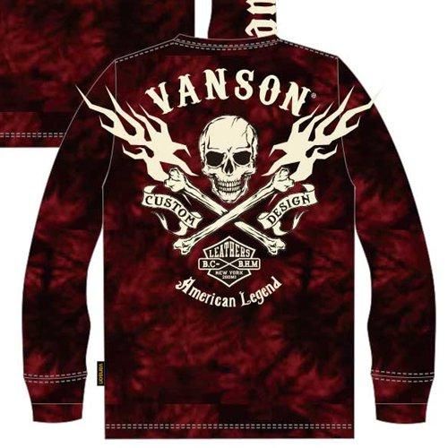 【VANSON】クロス ボーン ファイヤー スカル 赤黒 パーカー sizeXL 入荷】VANSON クロスボーンファイヤースカル 天竺ロンT