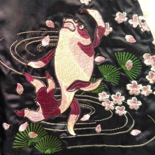 OBORO 猫刺繍 スカジャン Lサイズ 入荷・送料無料】朧 猫 刺繍スカジャン