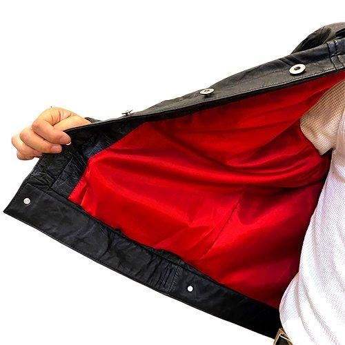 黒レザージャケット ポケット付き ≪レグルスセレクト≫本革 両胸ポケットレザーライダースジャケット（黒）