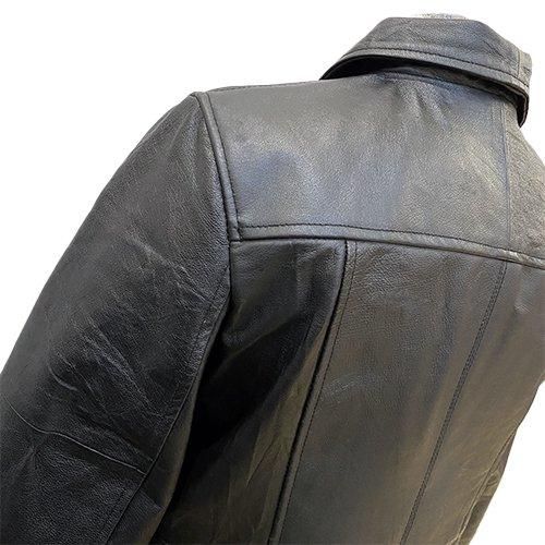 黒レザージャケット ポケット付き ≪レグルスセレクト≫本革 両胸ポケットレザーライダースジャケット（黒）