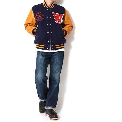 新品＊HOUSTON メルトンアワードジャケット フラッグ キャメル L 送料無料】【HOUSTON（ヒューストン）】MELTON