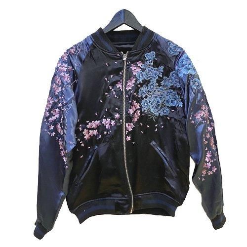 ★★粋 ユキヒョウ桜牡丹リバーシブルスカジャン◆絡繰魂 XL kkdm25923_0.jpg