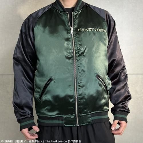 【新品未使用】進撃の巨人×絡繰魂 コラボスカジャン リヴァイリバーシブル 刺繍 絡繰魂 からくりだましい × 進撃の巨人コラボ リヴァイ 柄 刺繍