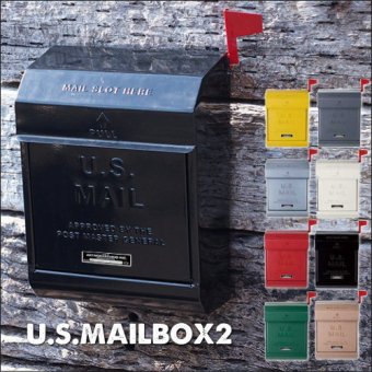 .U.S.MAILBOX2 フラッグ付き！アメリカンなメールボックス（ポスト）ダイヤル施錠タイプ