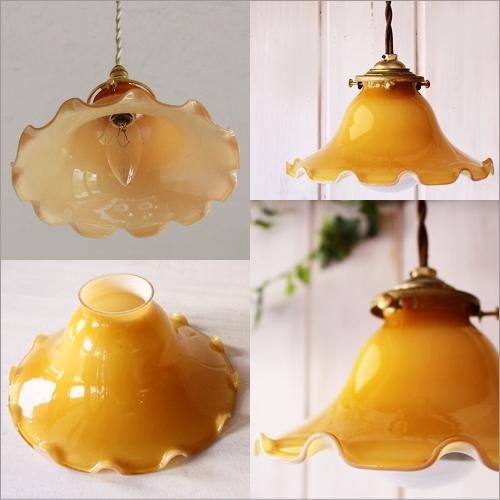 Hand madeのガラスシェードセット】1001（オレンジイエロー