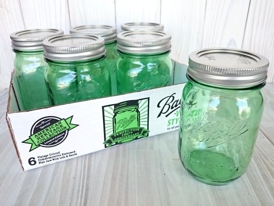 Ball Mason Jar ボール社製 メイソンジャー グリーン16oz - レトロ可愛い雑貨屋ソース　ＷＥＢショップ