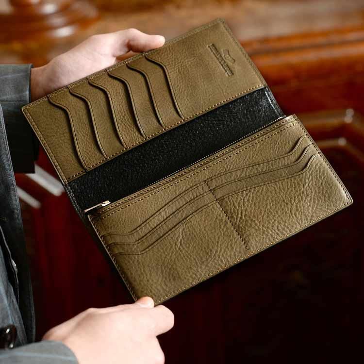 長財布 メンズ（小銭入れあり）イタリア本革ミネルバボックスの