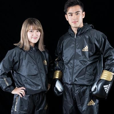 アディダス Adidas サウナスーツ 日本向けサイズ ジッパー フード付 アディダス Adidas 格闘技用品 ボクシング用品 空手衣 リュウジンスポーツ