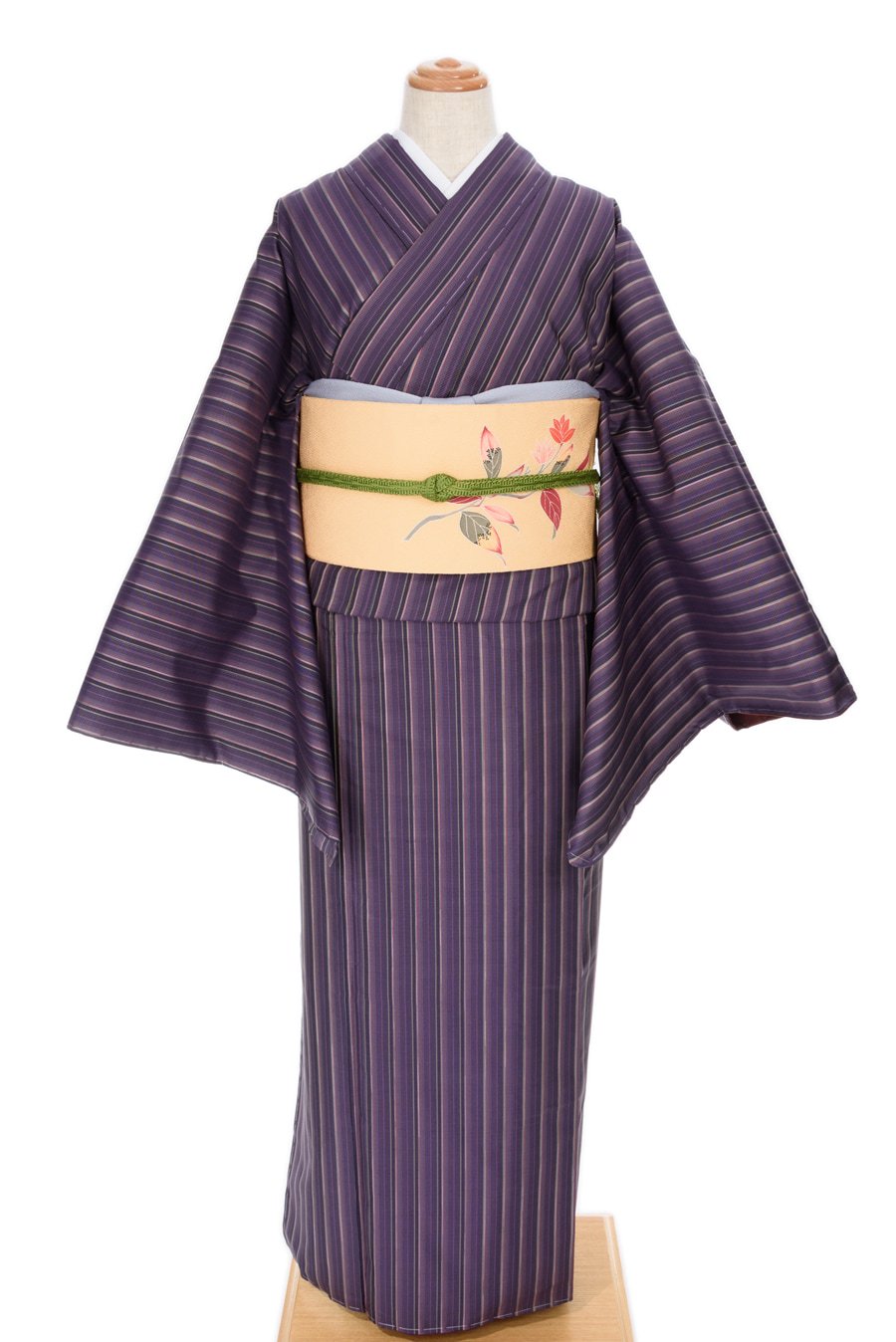大島紬　紫の縞