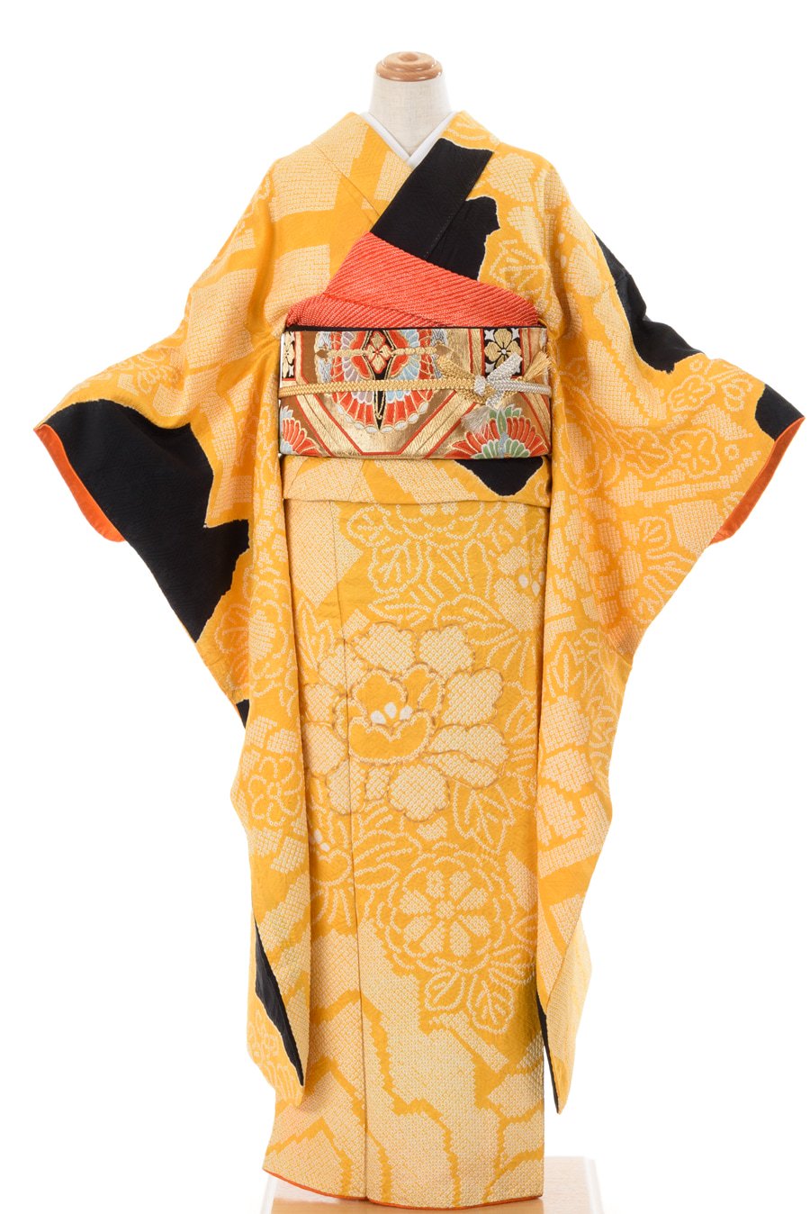 振袖 総絞り 菊と牡丹 - からん::アンティーク着物・リサイクル着物の通販サイト