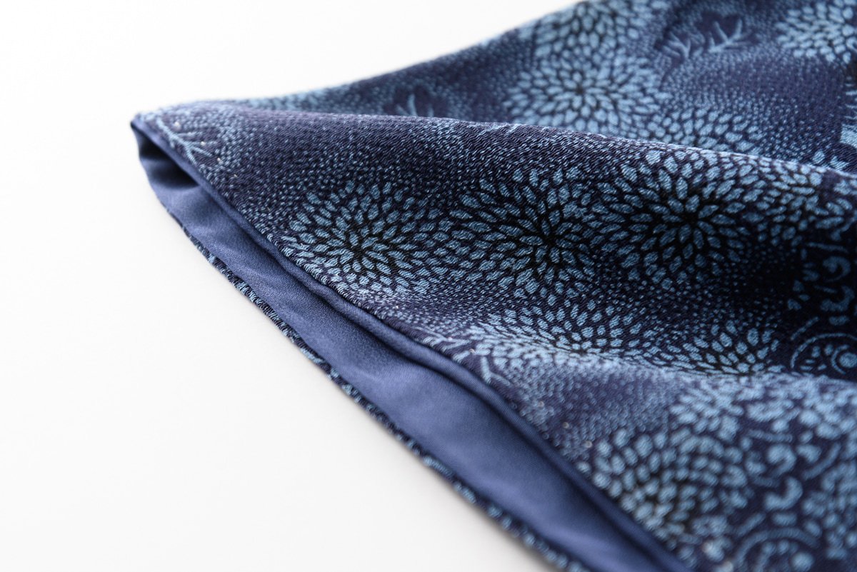 藍色 縮緬 菊と唐草 - からん::アンティーク着物・リサイクル着物の