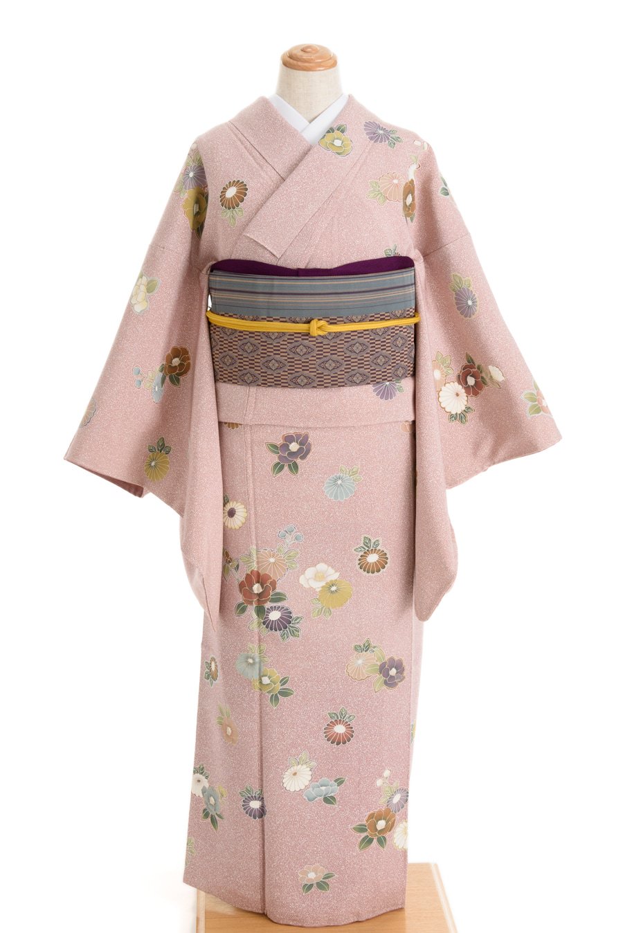 付け下げ 菊と椿 - からん::アンティーク着物・リサイクル着物の通販サイト