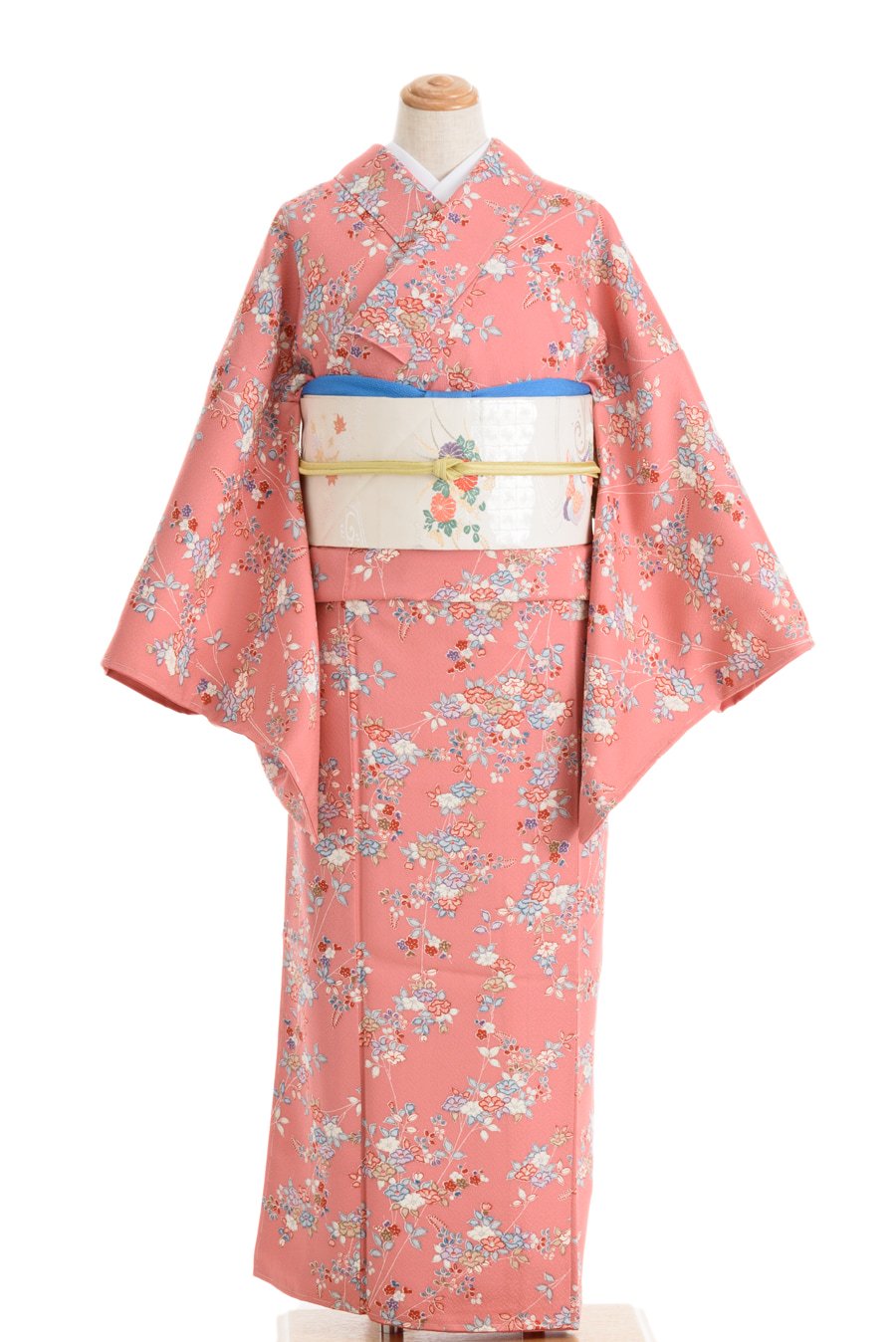 ピンク色の地 小さな椿と梅 からん アンティーク着物 リサイクル着物の通販サイト