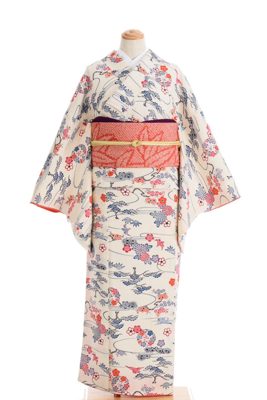 売り切れ】菊・松・桜に鳥 梅の丸 - からん::アンティーク着物 