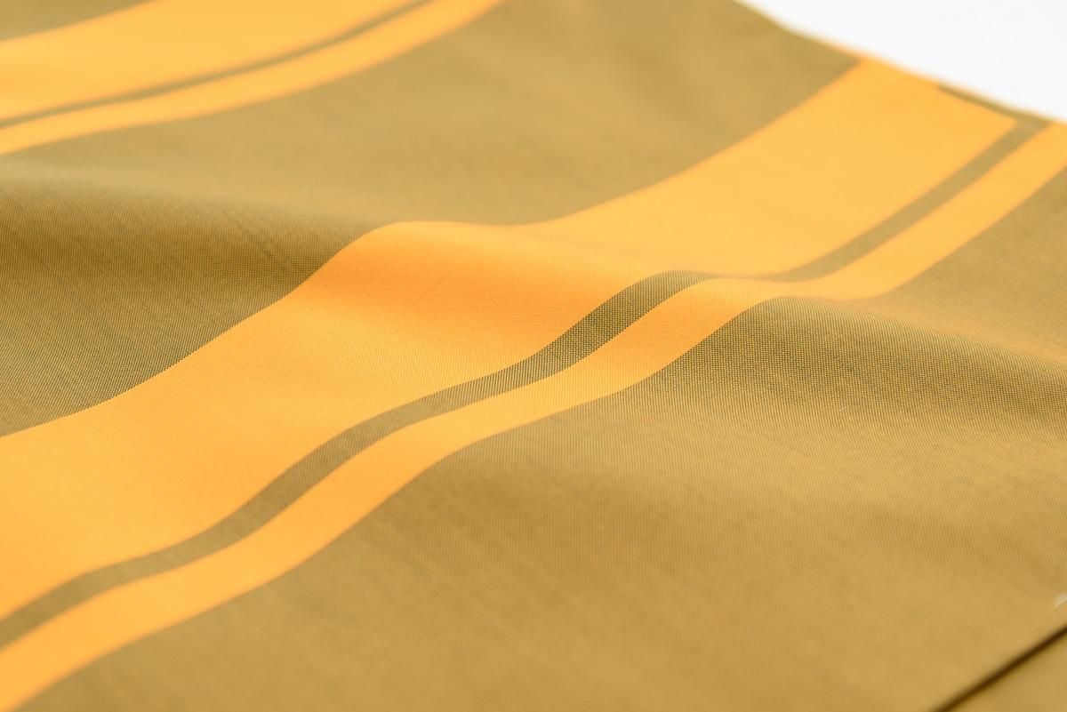 紬 金茶とオレンジのボーダー - からん::アンティーク着物