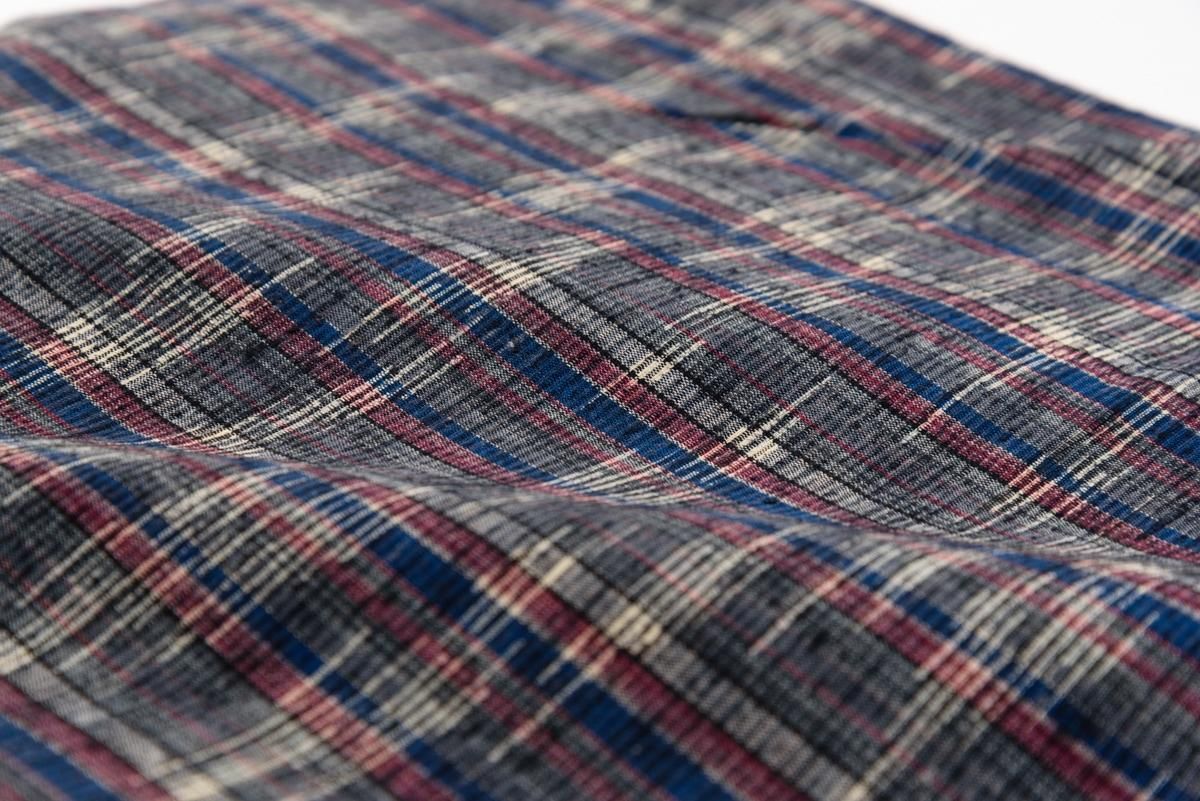 単衣 紬 縞と霞 - からん::アンティーク着物・リサイクル着物の