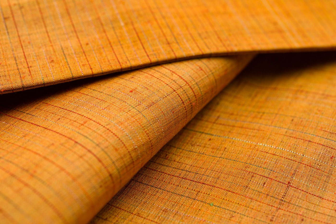 単衣 紬 オレンジ暈し - からん::アンティーク着物・リサイクル着物の