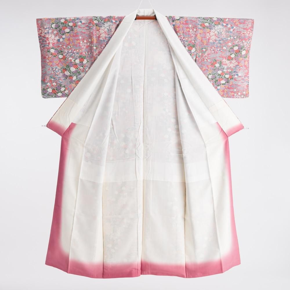 アンティーク明るいピンクにねじり梅の花の着物と帯 アンティーク明るいピンクにねじり梅の花の着物と帯