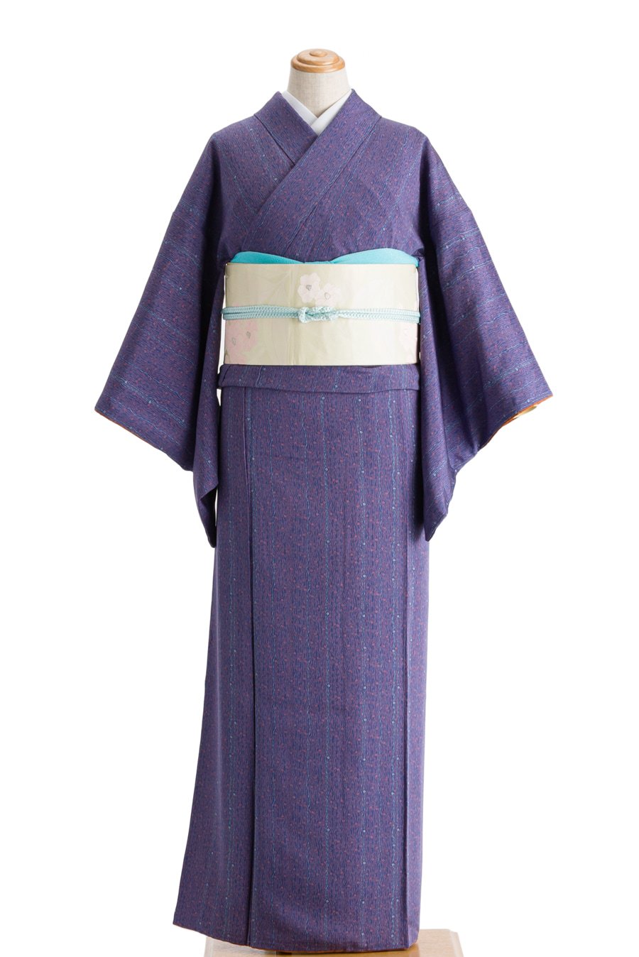 青紫地 桜流水 - からん::アンティーク着物・リサイクル着物の通販サイト